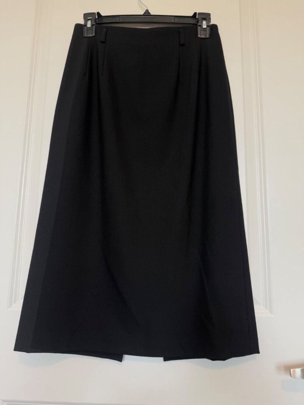 Talbots Petite Wool Black Midi Skirt Size 4 P Italian Fabric Lined Belt Loops